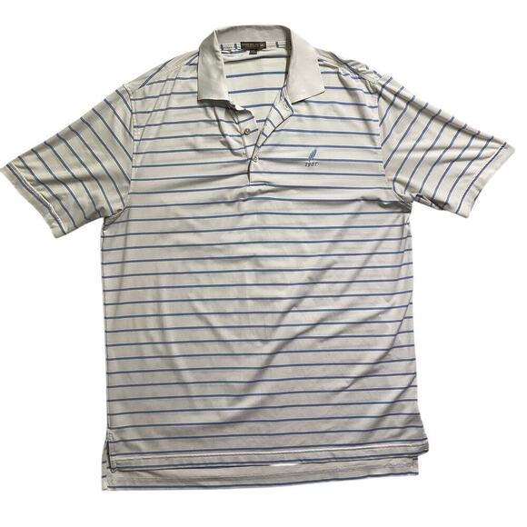 Peter Millar Other - Peter Millar Summer Comfort Polo Shirt Mens Large Blue White Performance Golf